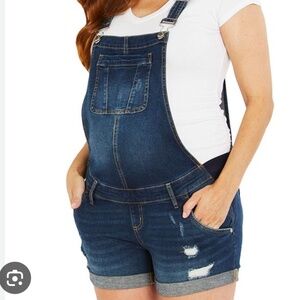 Indigo Blue Maternity Shorts Overalls